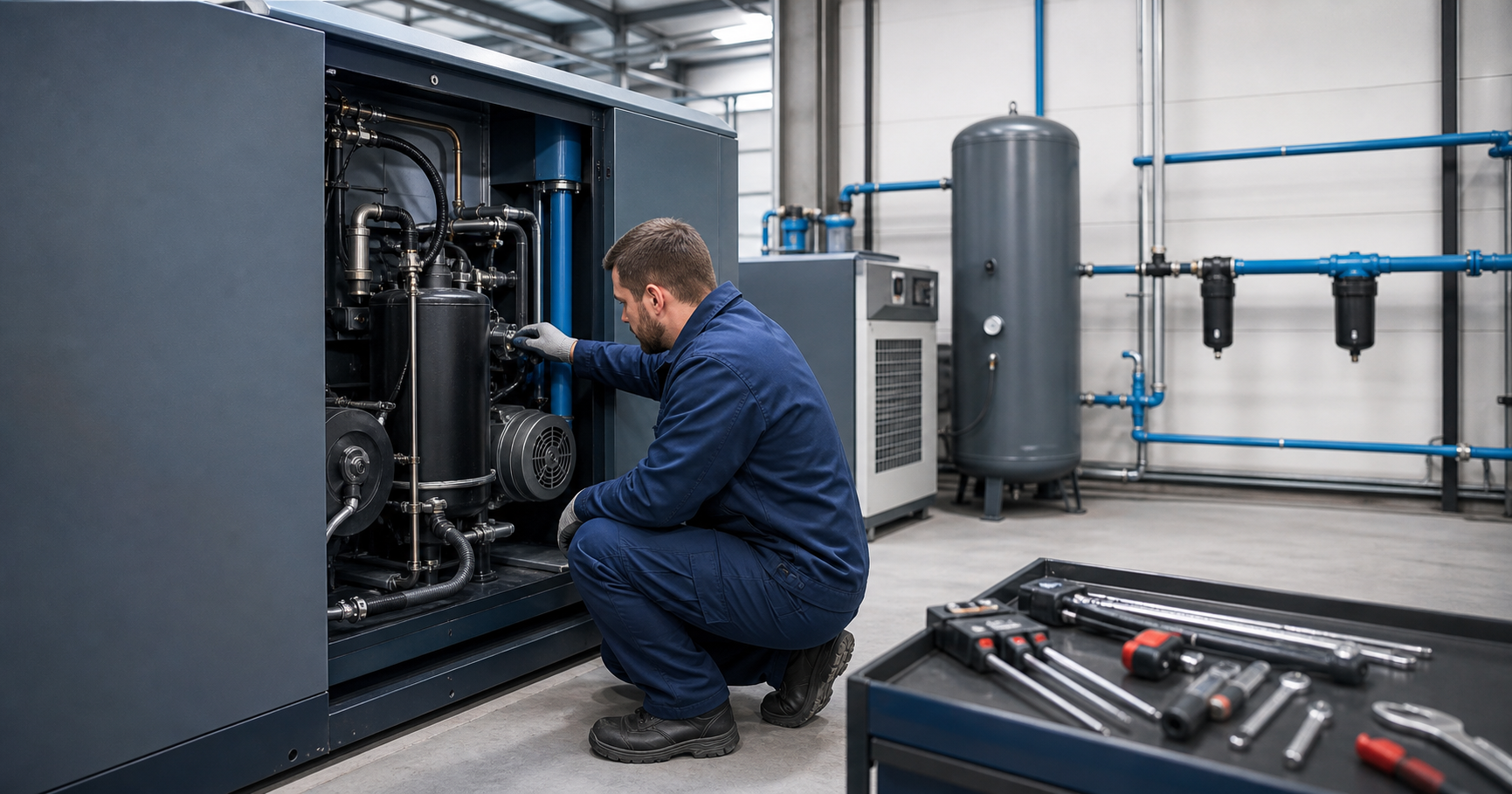 Compressor maintenance and air-line inspection