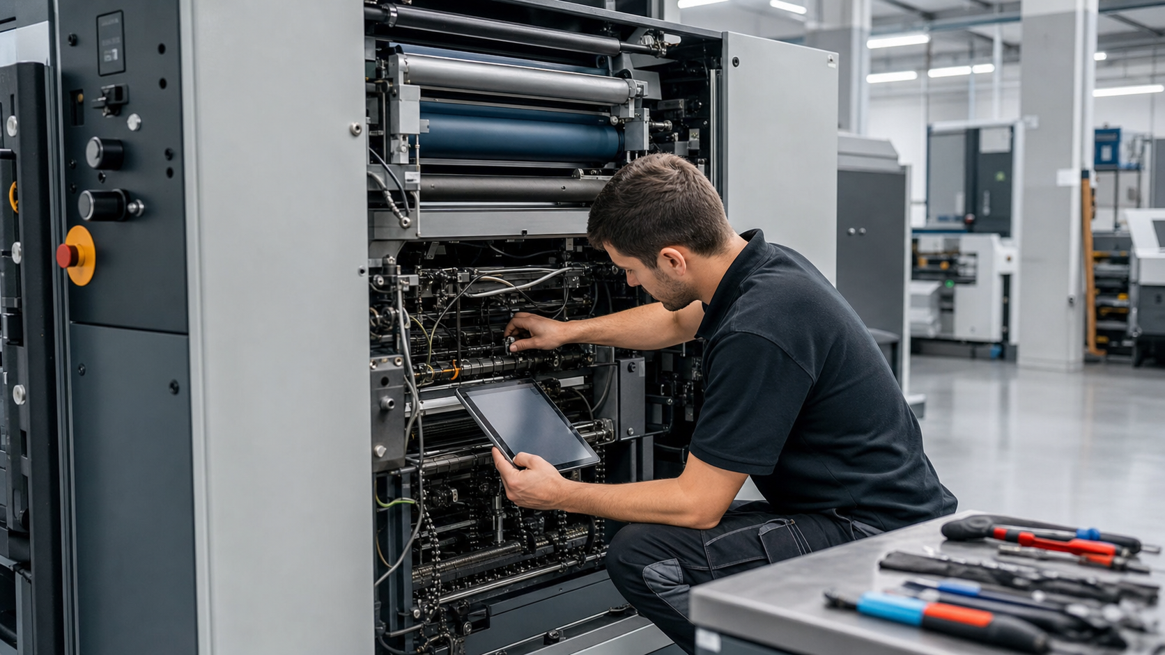 Printing machine fault diagnosis and on-site inspection